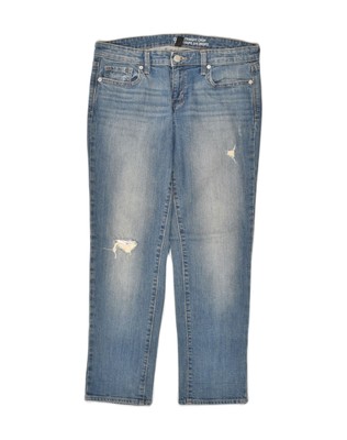 GAP Damen Distressed Cropped Jeans US 10 Large W32 L28 Blau Baumwolle AC01