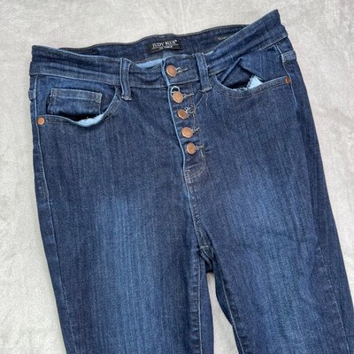 Judy Blue Jeans Womens 28 Blue Skinny Fit Dark Wash Exposed Button Fly Stretch