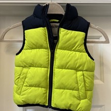 Gymboree Lightning Strike Electric Green Navy Blue Boys Puffer Vest 18 24 months