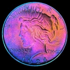 Peace Silver Dollar 1924 Uncirculated 90% Silver Monster Rainbow Toning