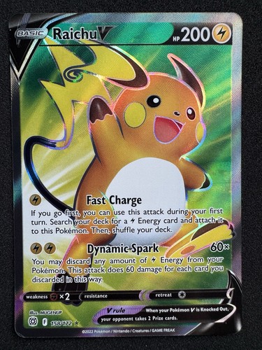 Raichu V 158/172 Brilliant Stars Full Art Holo Ultra Rare Pokemon Card
