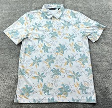 Travis Mathew Polo Shirt Mens Large White Floral Terranea Golf Short Sleeve