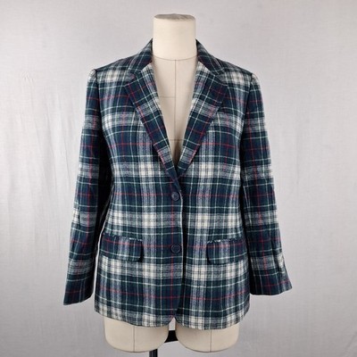 Vintage Tartan Wollblazer Einreiher maßgeschneidert Jacke Pendleton UK 10 RefW