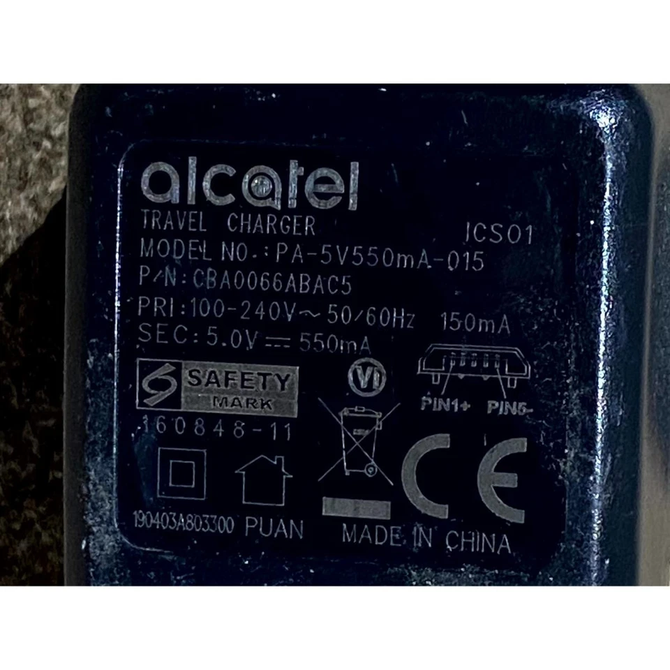 Cargador de viaje Alcatel PA-5V550mA-015 negro 5,0 V 550 mA para Pixi Pop 1 y Pop D3 Foto 3 de 4