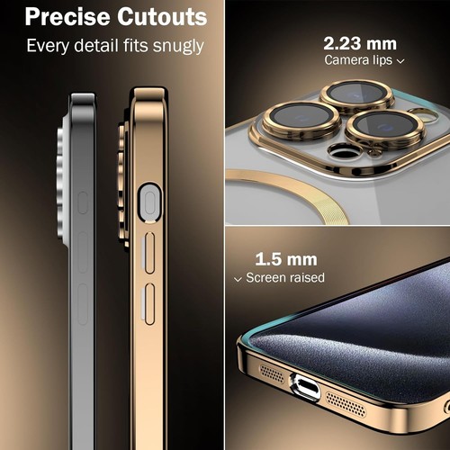 Coque fine magnétique transparente placage Magsafe pour iPhone 16 15 14 Pro Max 13 12 - Photo 34 sur 36