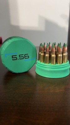 5.56 Ammo Box Holds 20 Cartridges Lid Screws on Green & Black