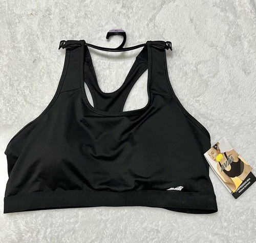 Avia schwarzer Kompressions-Sport-BH Racerback Größe XXL 2XL feuchtigkeitsableitend mittlerer Halt neu mit Etikett