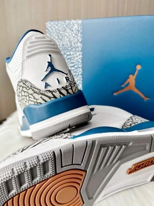 Jordan 3 " White and True Blue " Mid Top Retro Shoes For Man - Image 4 of 4