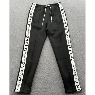 Milano Di Rouge Track Pants Mens Black Logo Side Stripe Joggers Small
