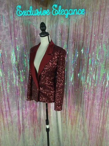 Blazer Alice + Olivia Devyn Granato Paillettes Tg 10 AUTENTICO Nuovo con etichette - Foto 2 di 10