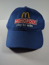 McDonalds Hat Monopoly Play To Win Cap One Size Adjustable Blue 2012 Strapback