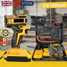 2 Battery Cordless Drill 21V Electric Screwdriver Set Combi Driver High Power UK