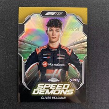 2025 Topps Chrome F1 Oliver Bearman RC Speed Demons Gold Refractor /50 OC58
