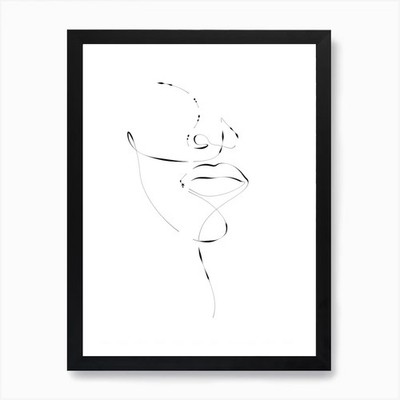 Strichzeichnung eines Frauengesichts Kunst Gerahmtes Wandbild Poster Leinwanddruck Bild