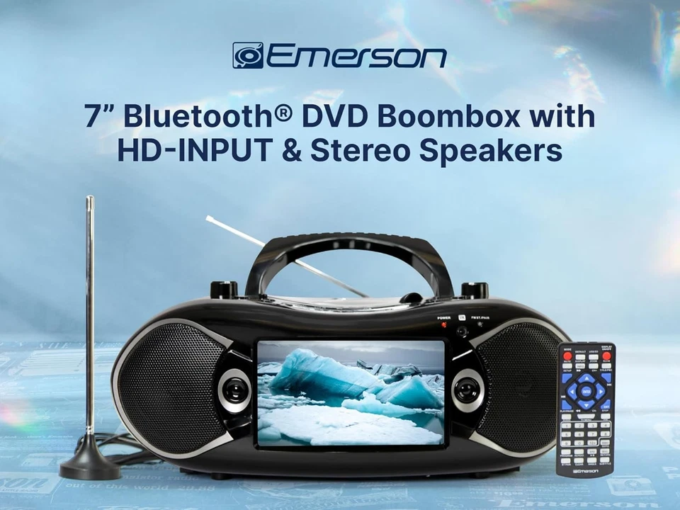 Reproductor de DVD Boombox Bluetooth Emerson EDL-2870H con pantalla de 7", sintonizador de TV, radio Foto 4 de 4
