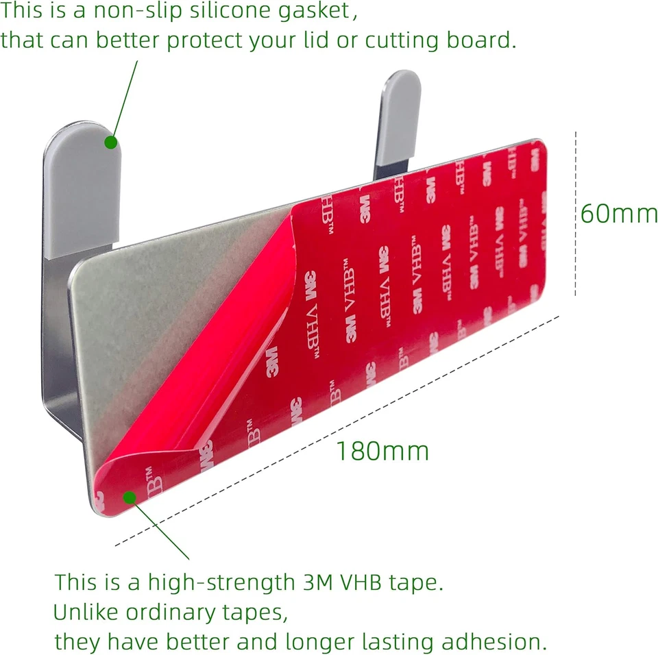 Porta Coperchi Verticale, Supporto in Acciaio Inox a Parete Con Coperchio in Acc - Immagine 3 di 4