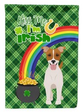 Caroline's Treasures Brown White Smooth Jack Russell St Patricks Day Garden Flag