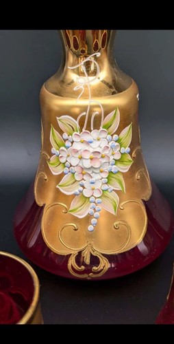 Signierte Murano Glas Karaffe Set mit sechs Gläsern 24K Blattgold - San Marco - Bild 16 von 20