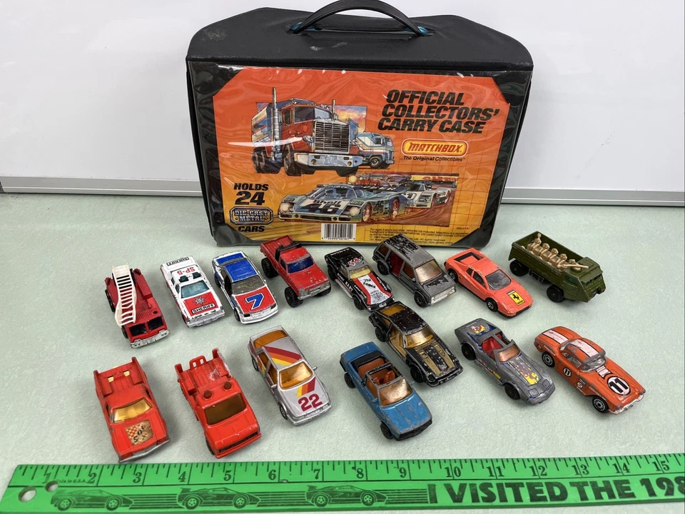 Vintage Matchbox Cats Lot 1980s SAAB Corvette Ferrari Sheriff With 1983 Car Case - Image 2 of 4