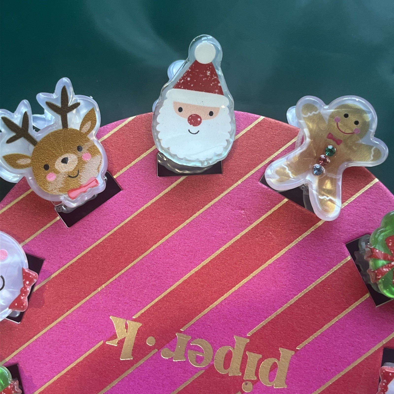 Piper K Christmas Holiday Hair Claws Santa Snowman Cute 10 Mini Hair Clips NEW