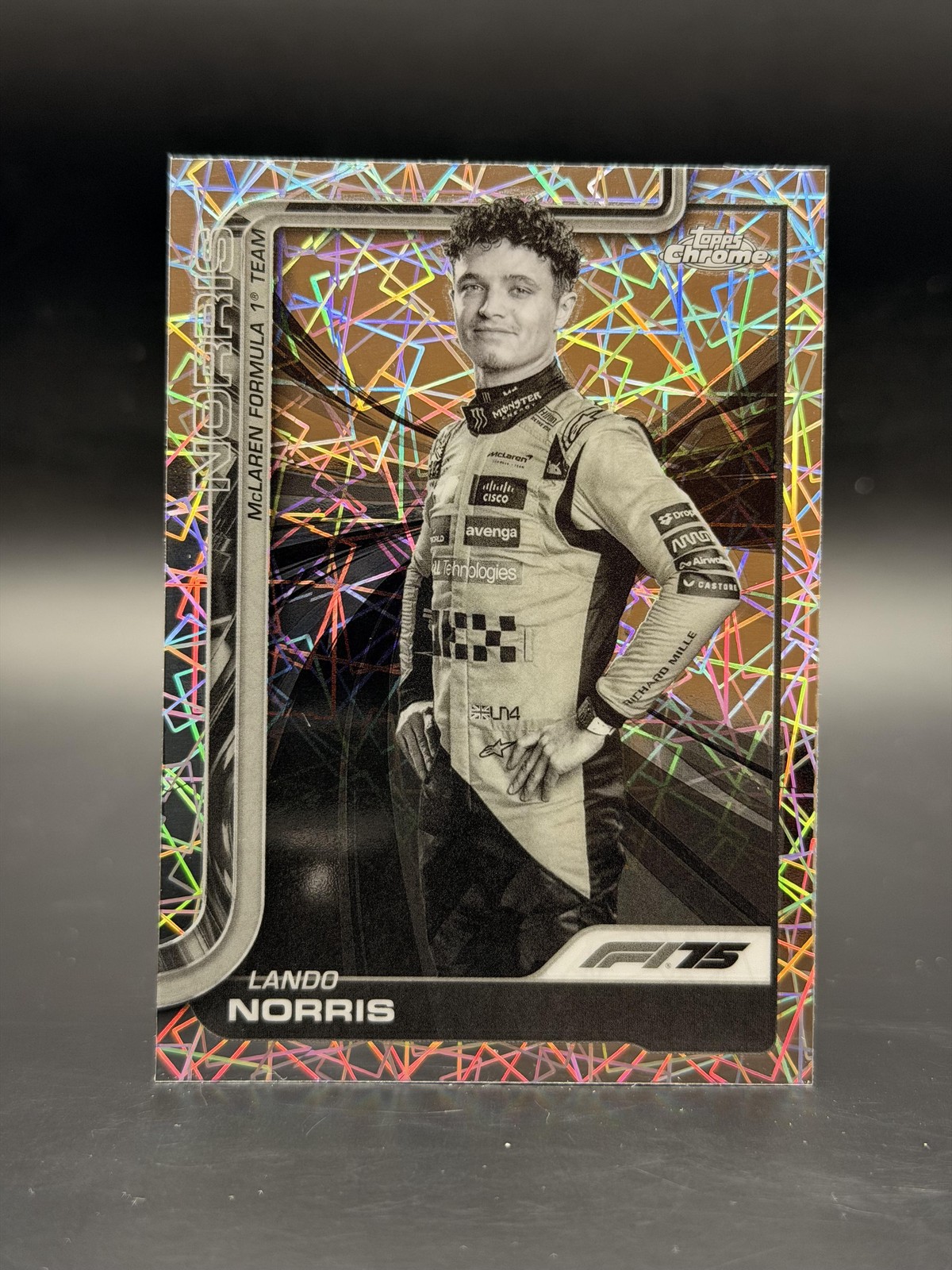 Lando Norris 2025 Topps Chrome Formula 1 #5 Black And White Lazer McLaren