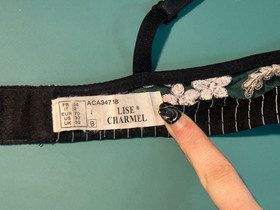 LISE CHARMEL Black White Lace-Embroidered Mesh Demi Cup Underwire Bra 32B