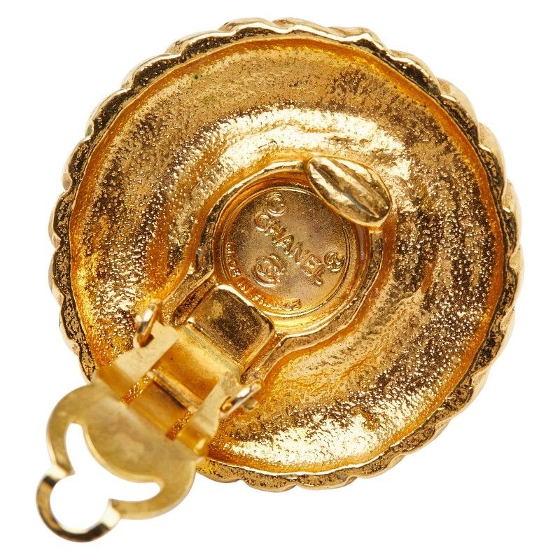 Auth CHANEL Gold Tone Earrings Faux Pearl Women's Gold Metal Authentic thumbnail 4