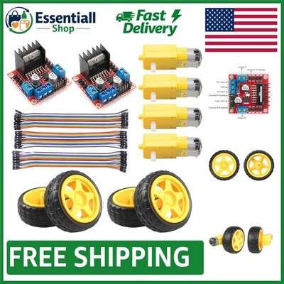 Arduino-Compatible L298N Dual H-Bridge Motor Control with Wheels & Accessories