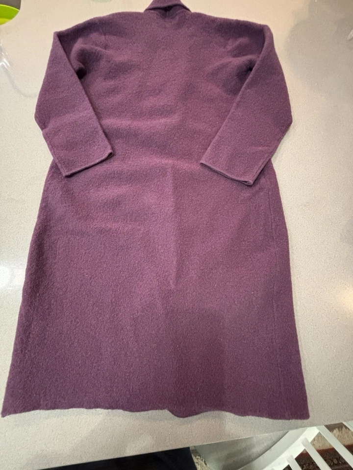 Abrigo Suéter Alfani Mujer M, Cárdigan Largo 100% Lana, PÚRPURA, Eco-Consciente Foto 2 de 4