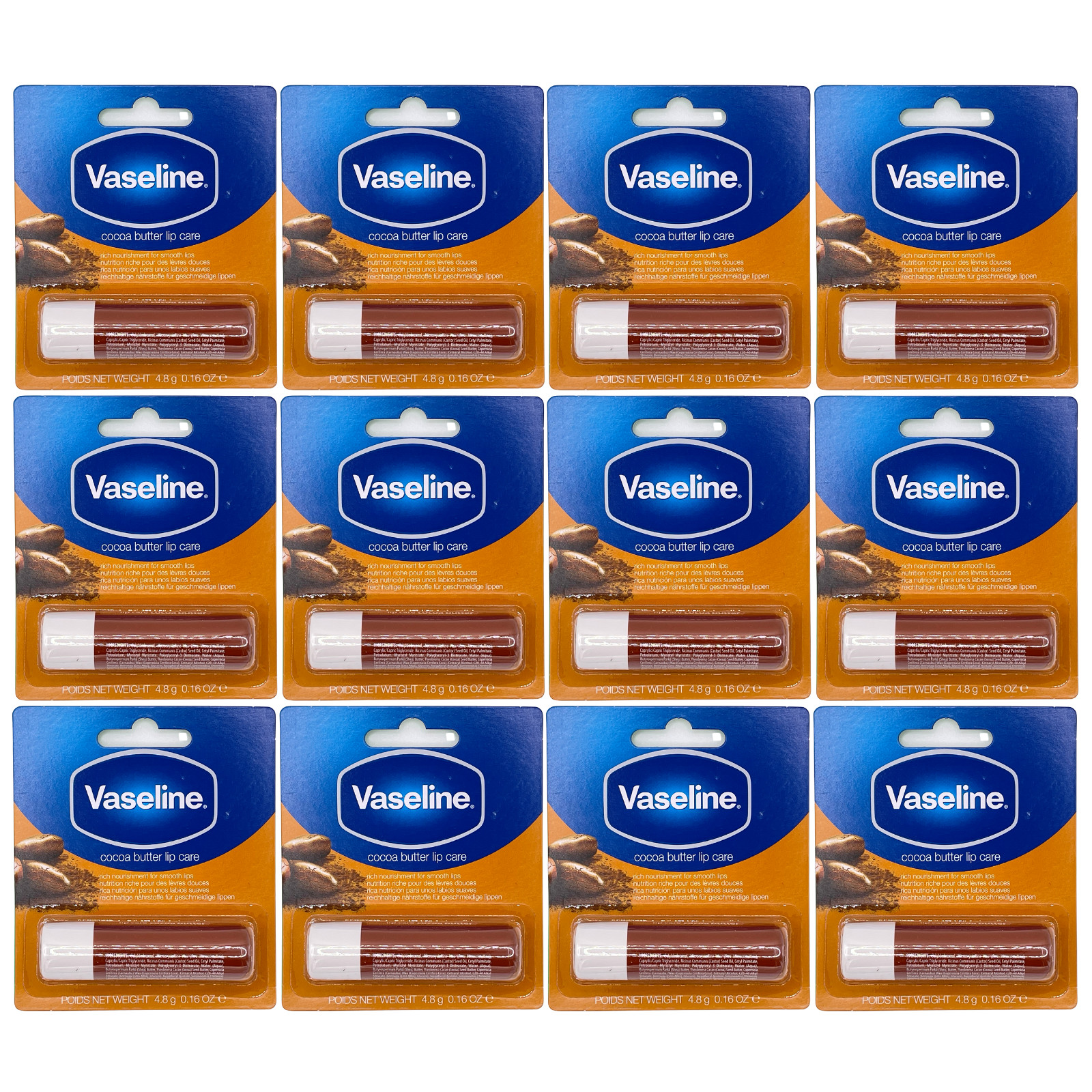 Vaseline Lip Therapy Stick Cocoa Butter 4.8g - 12 Pack
