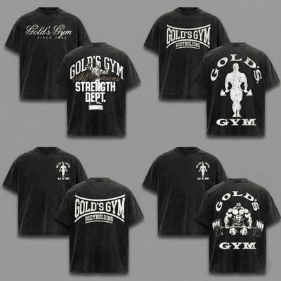 (Collection) Gold's Gym Shirt Heavy Cotton Bodybuilding Gym Shirts For Men Top