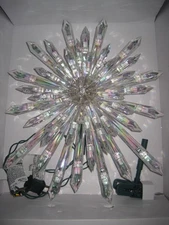 Vtg GE Tree Topper Acrylic Crystal 50 Lights 13.5 inch Starburst Star Orig Box