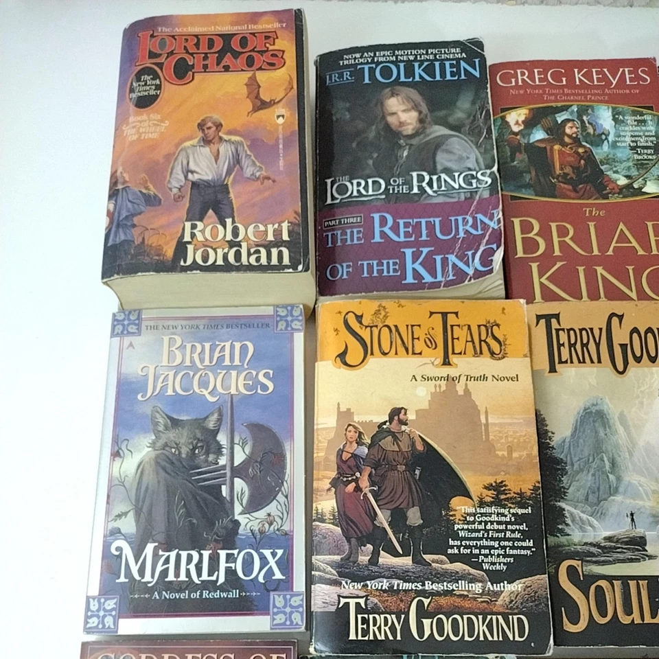 Fantasy Paperback Book Lot of 12 Jordan Tolkien Goodkind Eddings Lucas Claremont - Image 3 of 4