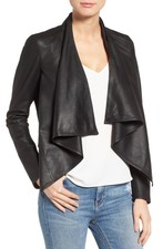 Lamarque Madison Drape Goat Nappalan & Ponte Jacket Black Size L