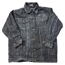 Fubu Platinum Denim Jacket Muhammad Ali Button 90s Black Womens Medium
