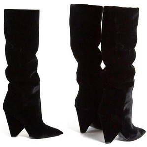 suede cone heel boots
