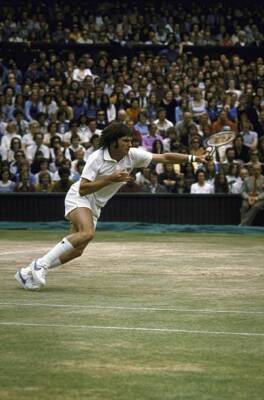 Wimbledon, USA Jimmy Connors in action vs USA Arthur Ashe during F - Old Photo