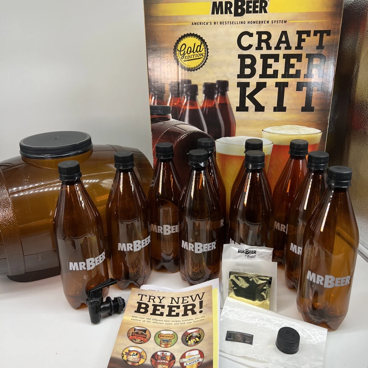 Mr. Beer Premium Gold Edition 2 Gallon Homebrewing Craft Beer Making Kit  READ
