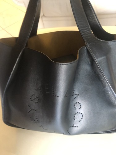 STELLA McCARTNEY  Perforated Logo Tote Bag Handbag with Pouch Large BLACK - Picture 2 of 24