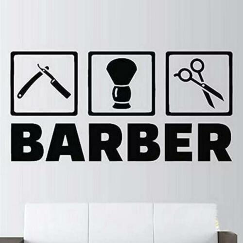 Wall Vinyl Sticker Barber Shop Business Decal Store Trim Hair Cut Shave Trim Art - Picture 1 of 1
