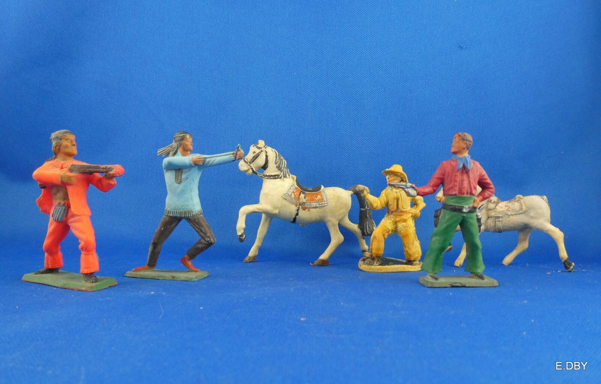 Starlux Anciens – Indiens Série Nestlé – Figurines Plastique Peint – Diorama – Vintage