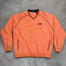 Gear For Sports Pullover Windbreaker Men's Large Lightweight V Neck Orange