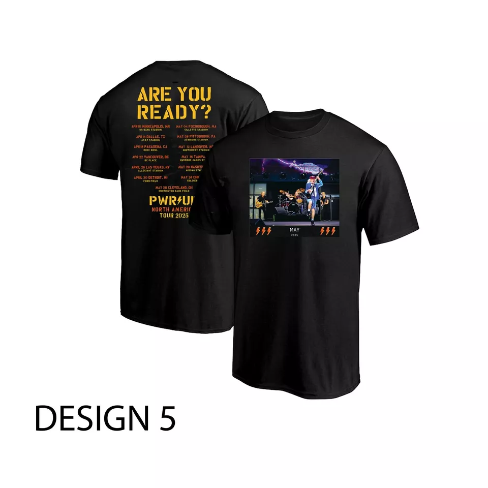 PWR UP 2025 ACDC Are You Ready Tour Dates T-Shirt Power Up North American 2025
