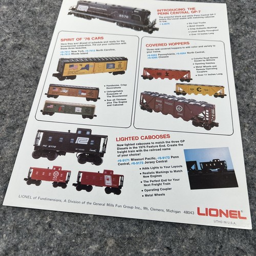 Folleto Lionel de una página original de colección Penn Central Spirit del '76 Tío Sam - Imagen 4 de 6