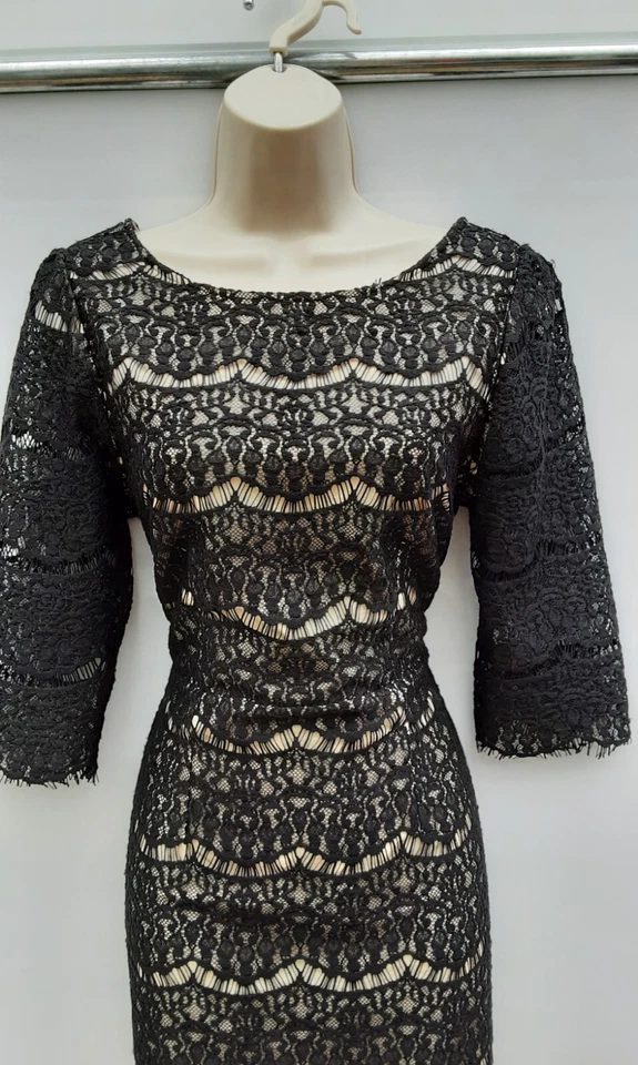 PENCIL DRESS,BLACK LACE,SIREN,50S,60S,70S,80S VINTAGE STYLE,DARLING,SIZE 12 - Image 3 of 4