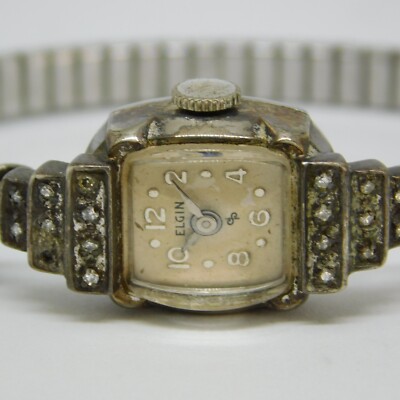 Vintage Elgin Women\'s Watch  Silver Tone Untested 6.5\