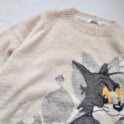 ICEBERG vintage tom&jerry knit Sweater size 2XL 90s 100% Lana wool 