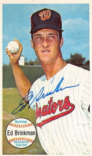 Ed Brinkman signierte Baseballkarte 1964 Topps Riese #60 (Washington Senators)