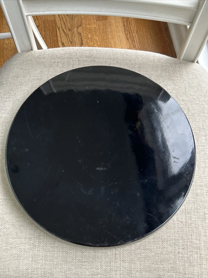 Bandeja oriental vintage negra y verde con incrustación de nácar 12,5" de ancho x 1,25" de alto Foto 3 de 4