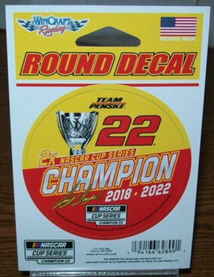 JOEY LOGANO #22 2X CHAMPION 2022 WINCRAFT 3'' ROUND DECAL STICKER